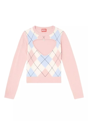 Diesel Romko cut-out argyle-pattern sweater - Pink