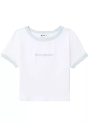 Musium Div. logo-embroidered cropped T-shirt - White
