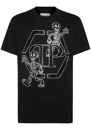 Philipp Plein rhinestone-skeleton cotton T-shirt - Black