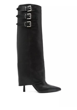 Gisel Moire 90mm buckle-detail calf-leather boots - Black