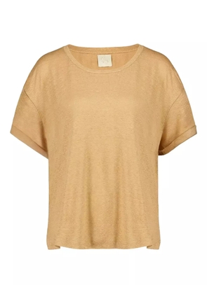PAULA crew-neck linen T-shirt - Neutrals