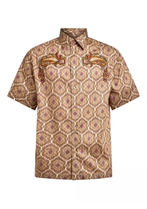 ETRO paisley-embroidered geometric-pattern shirt - Neutrals