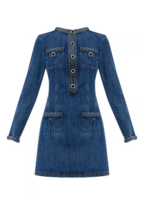 Self-Portrait braided-detail denim dress - Blue