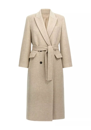 Brunello Cucinelli belted peak-lapel coat - Neutrals