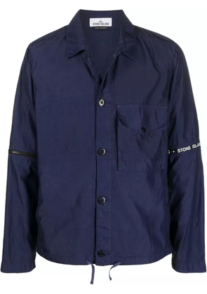 Stone Island detachable-sleeves logo-print shirt jacket - Blue