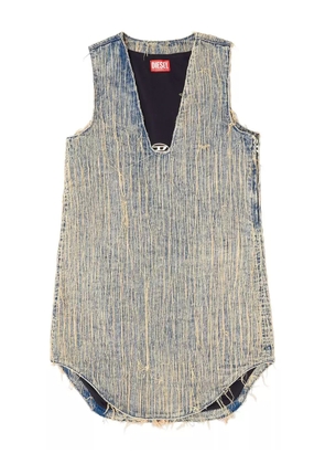 Diesel De Laris frayed V-neck asymmetric day dress - Blue