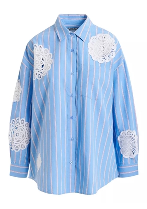 Essentiel Antwerp striped lace-patchwork shirt - Blue
