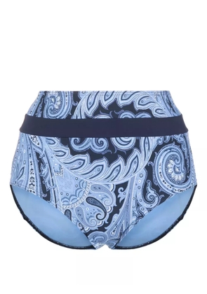 Marlies Dekkers Cache Coeur paisley- print high-waisted bikini bottoms - Blue