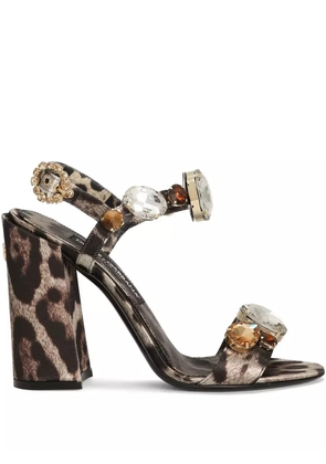 Dolce & Gabbana 105mm gemstone-embellished sandals - Neutrals