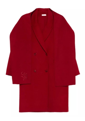LIU JO embroidered-logo double-breasted coat