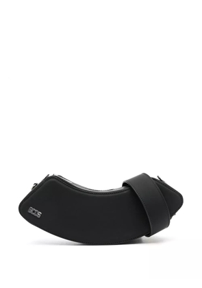 GCDS curved leather crossbody bag - Black