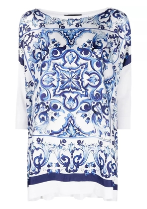 Dolce & Gabbana Majolica-print silk blouse - White