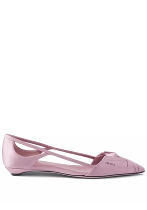 Prada Satin-finish cut-out ballerinas - Pink
