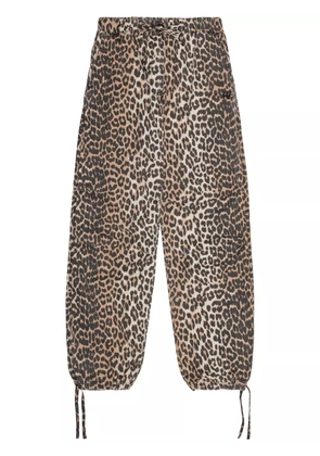 GANNI leopard-print drawstring trousers - Black