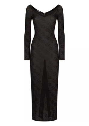 Dolce & Gabbana logo-jacquard V-neck maxi dress - Black