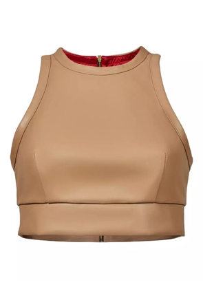 Lika zip-fastening cropped tank top - Neutrals