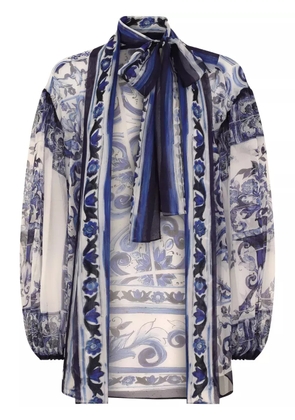 Dolce & Gabbana Majolica-print silk blouse - Blue