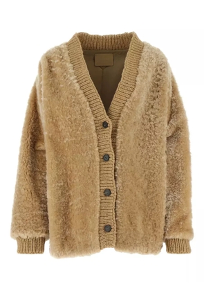 Prada wool-blend shearling cardigan - Neutrals