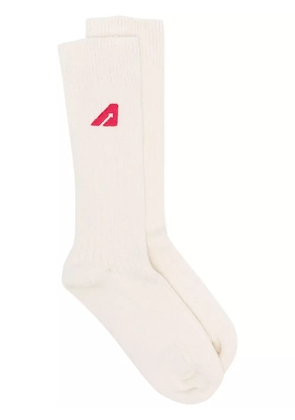 Autry logo-embroidered crew socks - White