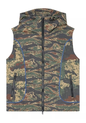 Diesel camouflage-print hooded vest - Blue