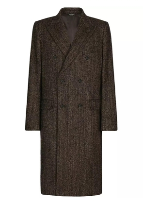 Dolce & Gabbana double-breasted herringbone coat - Brown