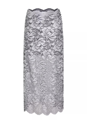 Rabanne floral-lace midi skirt - Grey