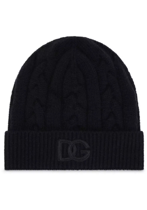 Dolce & Gabbana logo-embroidered ribbed-knit beanie - Black