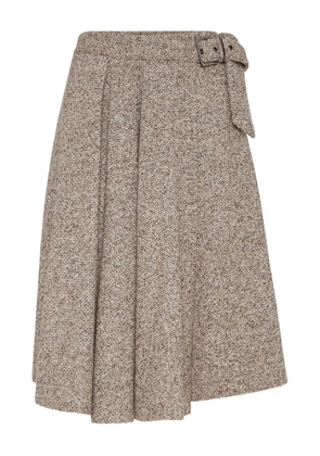 Brunello Cucinelli belted pleated skirt - Brown