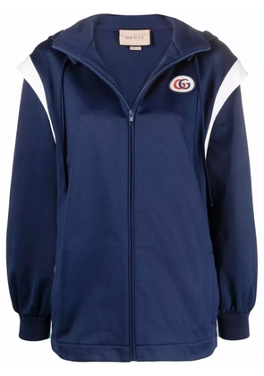 Gucci Web-Stripe detachable-sleeve hooded jacket - Blue