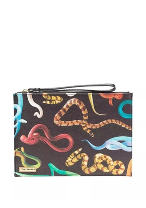 Seletti snake-print wash bag - Black