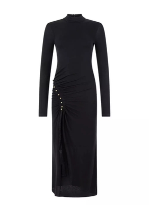 Roberto Cavalli gathered-detail high-neck midi dress - Black