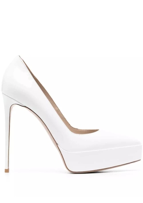 Le Silla Uma 130mm leather platform pumps - White