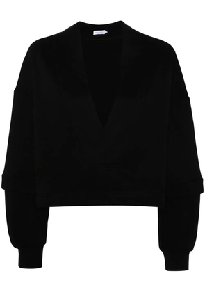 Ioana Ciolacu V-neck cotton-blend sweatshirt - Black