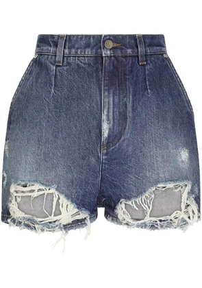 Dolce & Gabbana distressed high-rise denim shorts - Blue