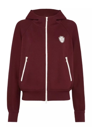 Brunello Cucinelli logo-patch zipped hoodie - Red