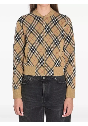 Burberry checked zip-up cardigan - Brown