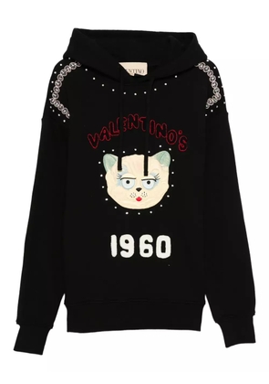 Valentino Garavani cat-embroidered hoodie - Black