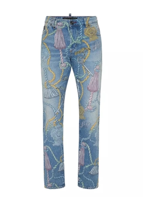 Philipp Plein tassel-print jeans - Blue
