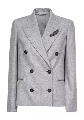 Brunello Cucinelli peak-lapel brooch blazer - Grey