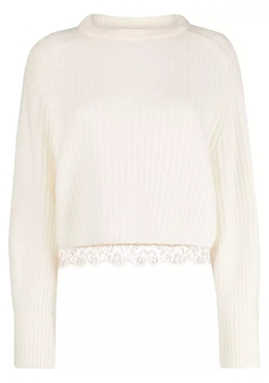Fabiana Filippi lace-trim ribbed jumper - Neutrals