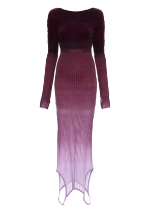 The Attico ombré ribbed-knit midi dress - Purple