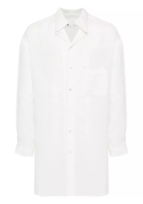 Yohji Yamamoto contrast-stitching linen shirt - White