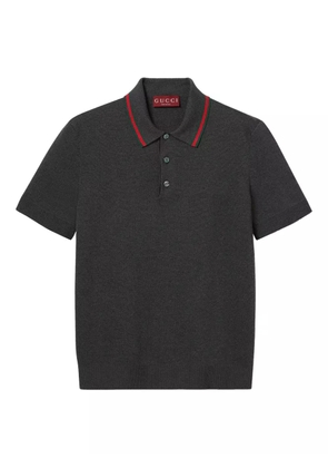 Gucci web-striped polo shirt - Grey