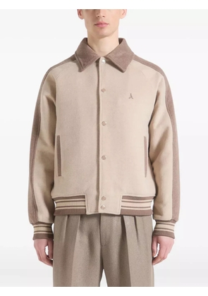Manière De Voir André constrast-panel wool-blend varsity jacket - Neutrals