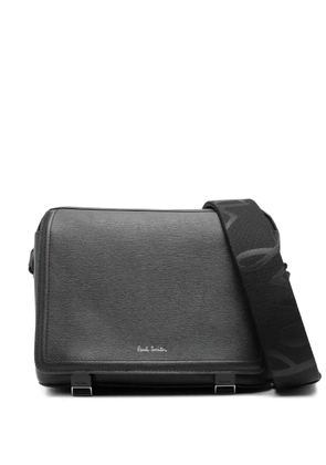 Paul Smith embossed-leather messenger bag - Black