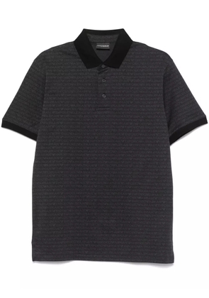 Emporio Armani logo-jacquard polo shirt - Black