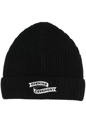 Opening Ceremony flag logo knitted beanie hat - Black