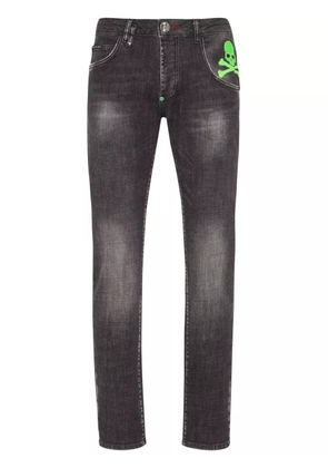 Philipp Plein Skull-print straight-leg jeans - Black