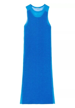 Jil Sander semi-sheer knit long dress - Blue