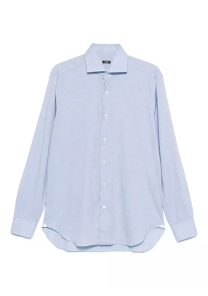 Barba micro-check cotton shirt - Blue